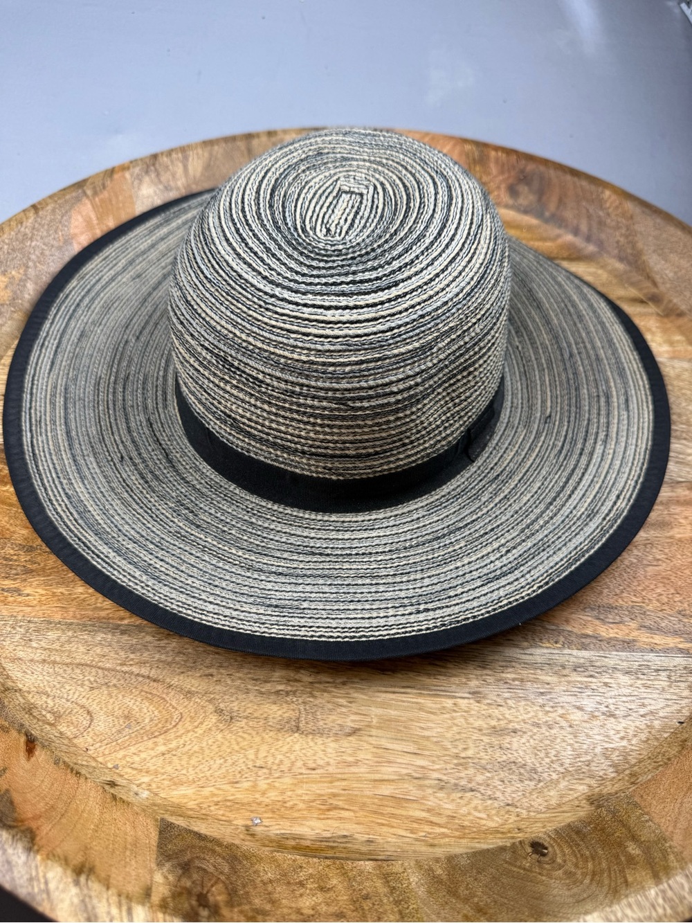 Solar Escape Wide Brim Black Tan Sun Hat Resort Beach Travel Boho